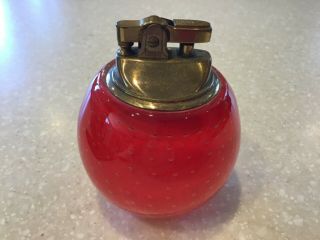 Vintage Red Art Deco Penguin Glass Table Lighter