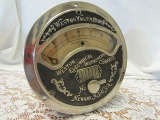 Antique Industrial Weston Electrical Instrument Voltmeter Steampunk Meter Vtg