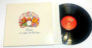 A Night At The Opera By Queen Lp Freddie Mercury Bohemian Rhapsody Red Label Vg,