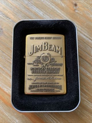 Vintage Retired Zippo Lighter 2004 Jim Beam Bourbon Whiskey Brass