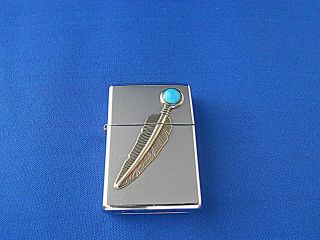 Zippo Cigarette Lighter Indian Feather Turquoise 2002