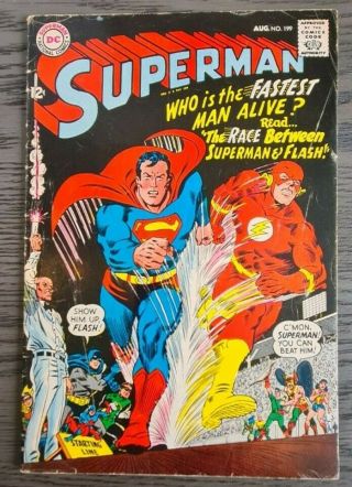 Superman 199 Dc Comics Silver Age Superman V Flash Race