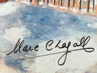 Hand signed signature - Marc Chagall - vintage circa 1970s multi - color print 2