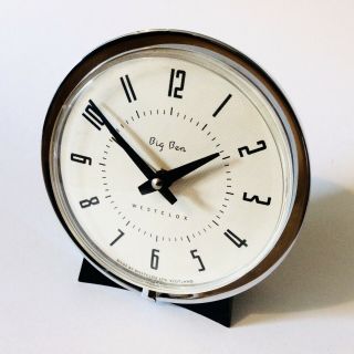 Vintage Westclox Big Ben Repeater Alarm / Mantle Clock Art Deco Black And Chrome