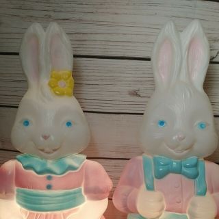 Vintage Carolina Enterprises Bunny Easter Bunny Rabbit Blow Molds Set Boy Girl 3