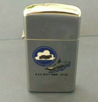 Zippo Slim Lighter U.  S.  S KITTY HAWK CV - 63 1997 2