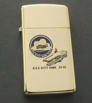 Zippo Slim Lighter U.  S.  S KITTY HAWK CV - 63 1997 3