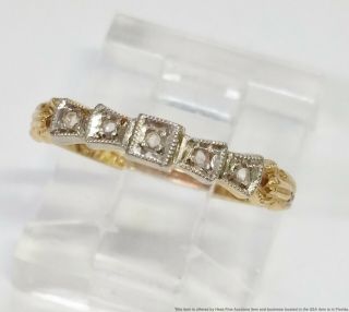 Antique Art Deco Old Cut Diamond 14k Gold Palladium Wedding Band Ring