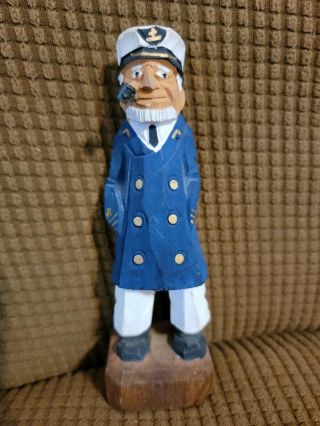 Wooden Sea Captain,  6 Inches Tall,  Hand Carved.