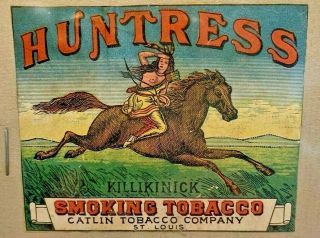Catlins Huntress Smokeless Tobacco Label Native American Horseback Killikinick