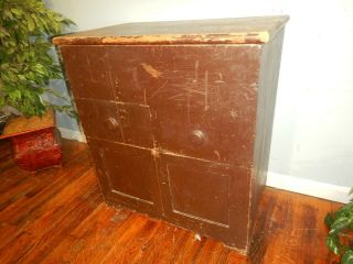 Antique Primitive Lift Top Commode Washstand Dry Sink Chest Rustic Painted Pine 2