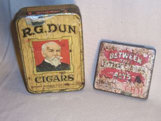 R.  G.  Dun & Between The Acts Cigar Tin - Tobacco Advertising