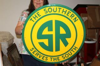 Vintage Sr The Southern Railway Railroad Gas Oil 24 " Embossed Metal Sign