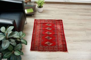 Geometric Red Vintage Hand Knotted Oriental Wool Traditional 2x3 Area Rug Carpet 3