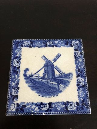 Antique Blue And White Nantucket 1746 Tile - Old Mill