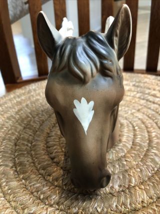 Vintage Napcoware Ceramic Horse Head Planter Vase 6” 2