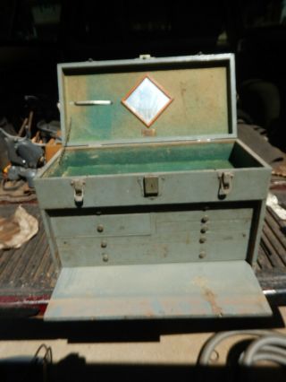 Vintage Empty,  Lufkin Wooden Machinist Toolbox With Key