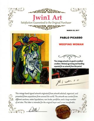 Hand signed signature - Pablo Picasso - vintage circa 1960s multi - color print 3