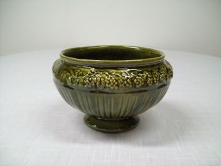 Vintage Dark Green Ceramic Pedestal Vase/planter - Unmarked
