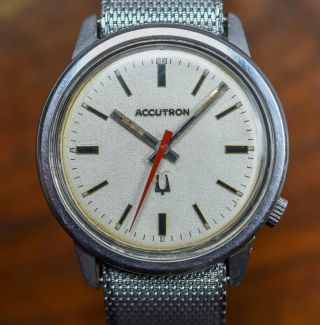 Vintage Accutron 1971 Tuning Fork Stainless Steel Watch W/ Signed Band