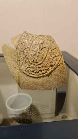 Antique 16th C Stoneware Shard Seal - Bellarmine Bartmann Mudlark Knight Guard