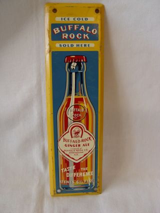 Vintage Buffalo Rock Ginger Ale Soda Drink Vertical Advertising Door Push Sign