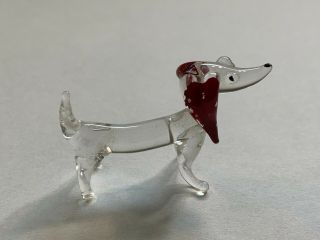 Vintage Tiny Hand Blown Glass Wiener Dog Dachshund Dog Animal Figurine