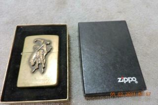 Zippo Lighter Marlboro Country Store Bucking Bronco Brass Lighter Unlite D X