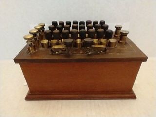 Leeds & Northrup Vintage Brass & Wood Resistance Decade Box W/ 24 Pins 17145
