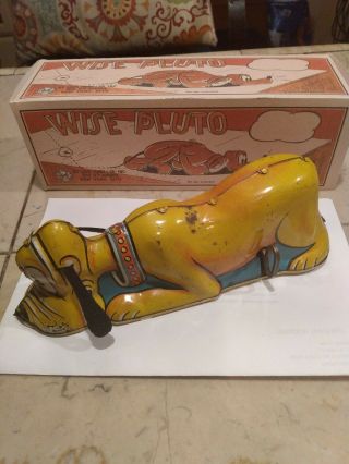 Vintage 1939 Marx Walt Disney Wise Pluto Tin Litho Wind Up Toy