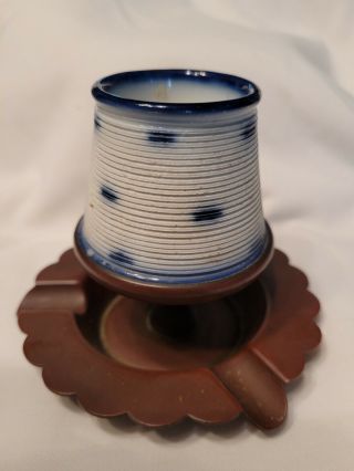 Sternau Vintage Antique Match Safe Holder Striker Milk Glass Top Copper Base