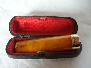 Amber Cigar Holder Vintage 18ct Gold Mount