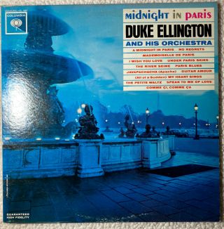 Duke Ellington Midnight In Paris 1962 Jazz Columbia High Fidelity Vg,  Va3