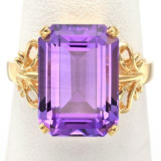 Vintage 14k Yellow Gold 7.  05 Ct Amethyst Cocktail Ring 4.  4 Grams Size 6