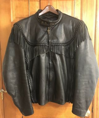 Vintage Willie G Harley Davidson Fringed Leather Motorcycle Jacket Size 54 Reg