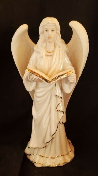 Lenox Angelic Visions Rejoice Winged Angel Figurine Hand Painted 8 " Gold Accents