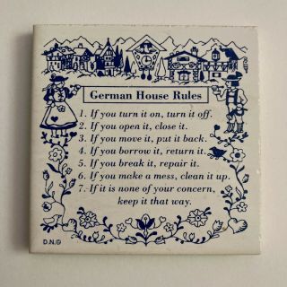 German House Rules - D.  N.  Tile Magnet