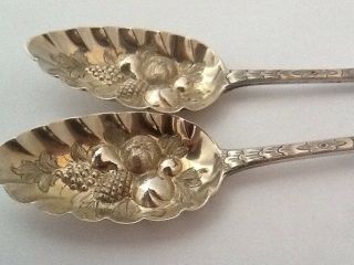 Large Antique Georgian Gilded Silver Berry Spoons - London 1815
