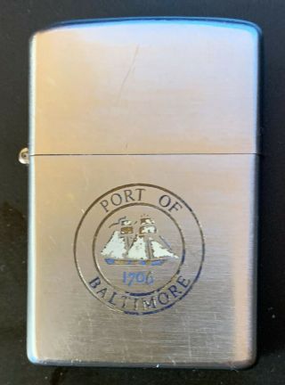 Vintage 1974 Zippo Lighter - Port Of Baltimore 1706 - Orig.  Insert - Very Good