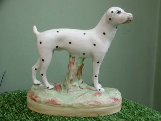 Antique 19thc Staffordshire Pottery Figure Of A Dalmation Dog C.  1875