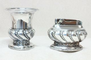 Vintage Ronson Crown Queen Anne Lighter & Cigarette Urn/holder Set