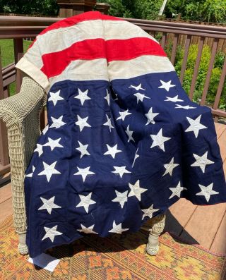 Vintage American Flag W/48 Stars - Large 58 " X 114 " Full Size - Indoor/outdoor Flag