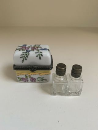 Vintage Trinket Box With Perfume Bottles,  Floral Design,  Cbk Ltd.