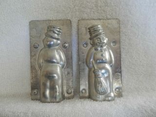 Chocolate Mold Snowman,  W/broom,  Smoking A Pipe Collectible Antique Vintage