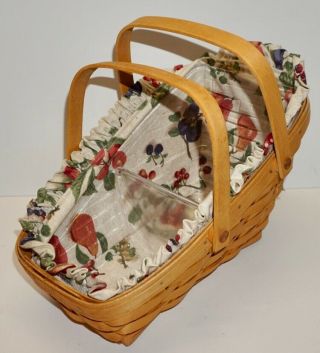 2002 Longaberger Medium Vegetable Basket With Plastic Liner/fruit Fabric Liner