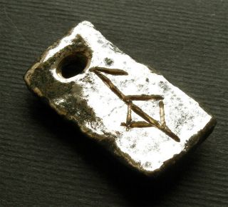 Ancient Viking - Bronze Amulet With Healing Rune - Wearable
