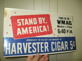 1940 Tobacco Advertising 16 " Poster Harvester Cigars 5 Cents,  Wmaq Radio Chicago
