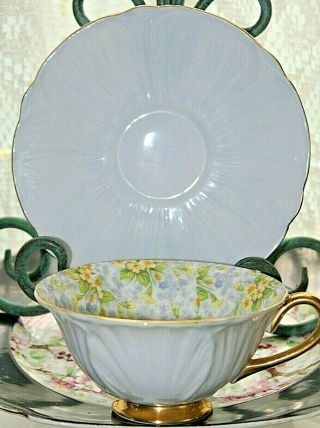 Vintage Shelley Yellow Blue Primrose Chintz Oleander Cup & Saucer