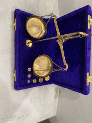 Solid Brass Weighing Scale With Wood Box