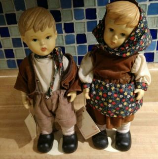 Vintage Alpine Children Couple Porcelain 10 " Tall Dolls Collectible Bisque